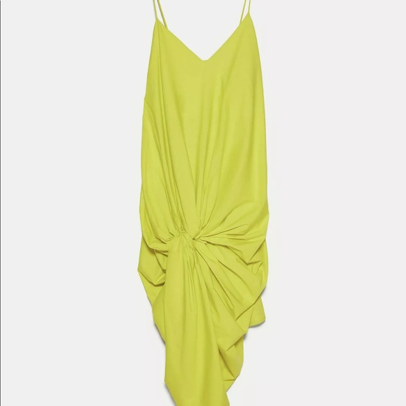 Zara neon lime green knotted dress NWT med - Picture 4 of 5